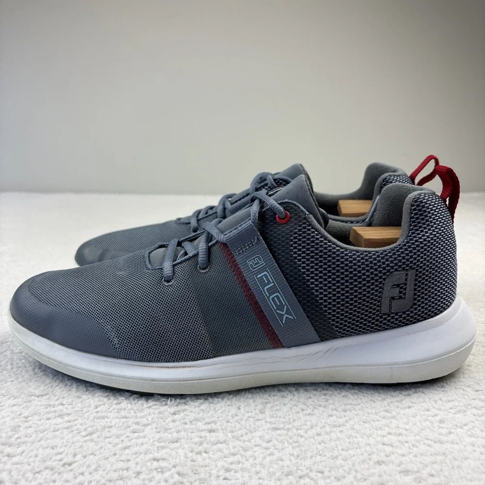 FOOTJOY Flex Spikeless Golf Shoes Mens 10 Gray/Red Lightweight Performance